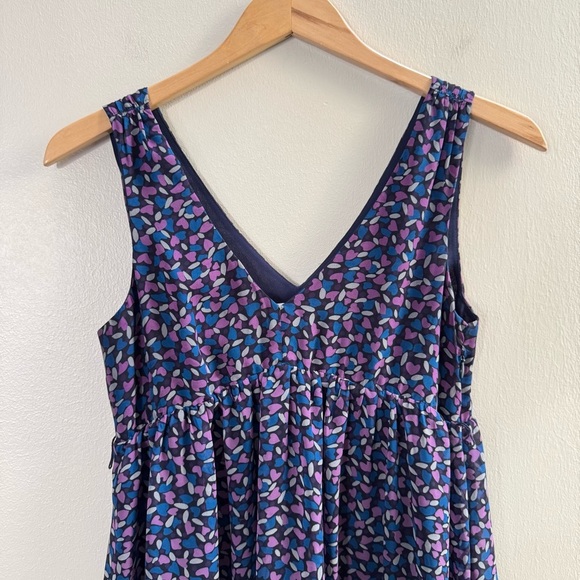 American Eagle Babydoll Heart Blue Purple Sleeveless Empire Waist Mini Dress - Picture 3 of 7